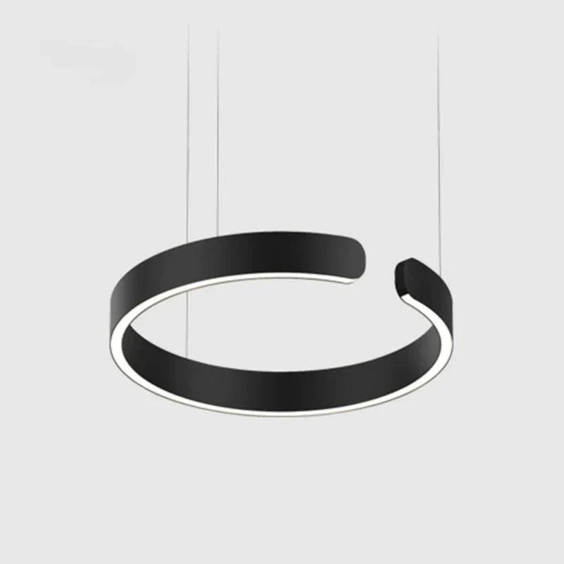 Luna Lampe Suspendue LED Ronde – Métal Noir/Blanc/Or